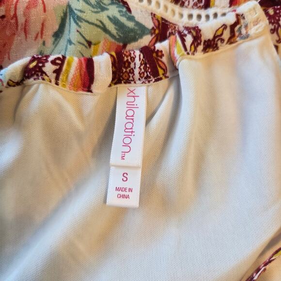 Xhilaration Tiered Maxi Dress Women's S Pink Red Floral Crochet Boho Chic Summer - Picture 6 of 11